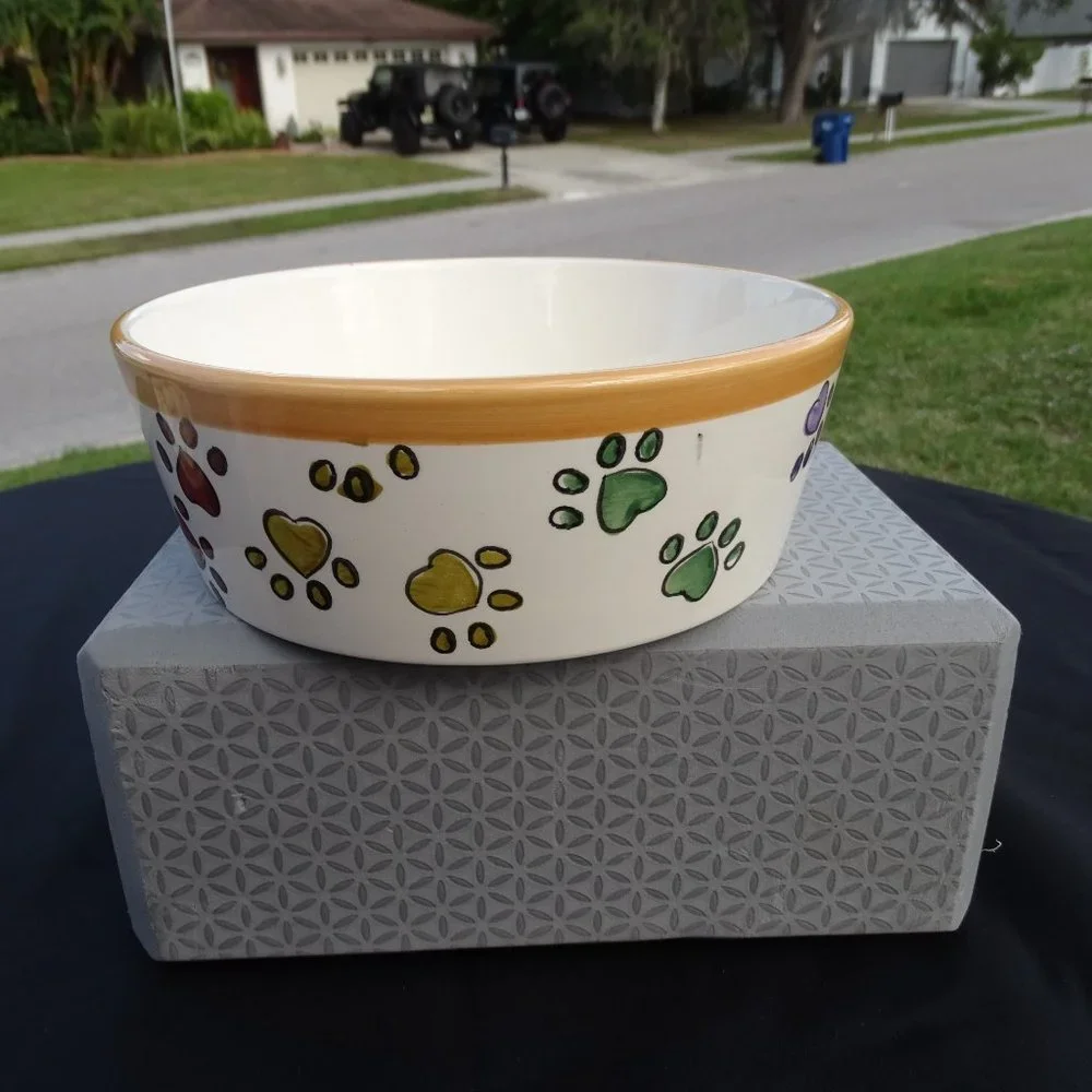 Tabletops Gallery Pawprints Pet Bowl 7